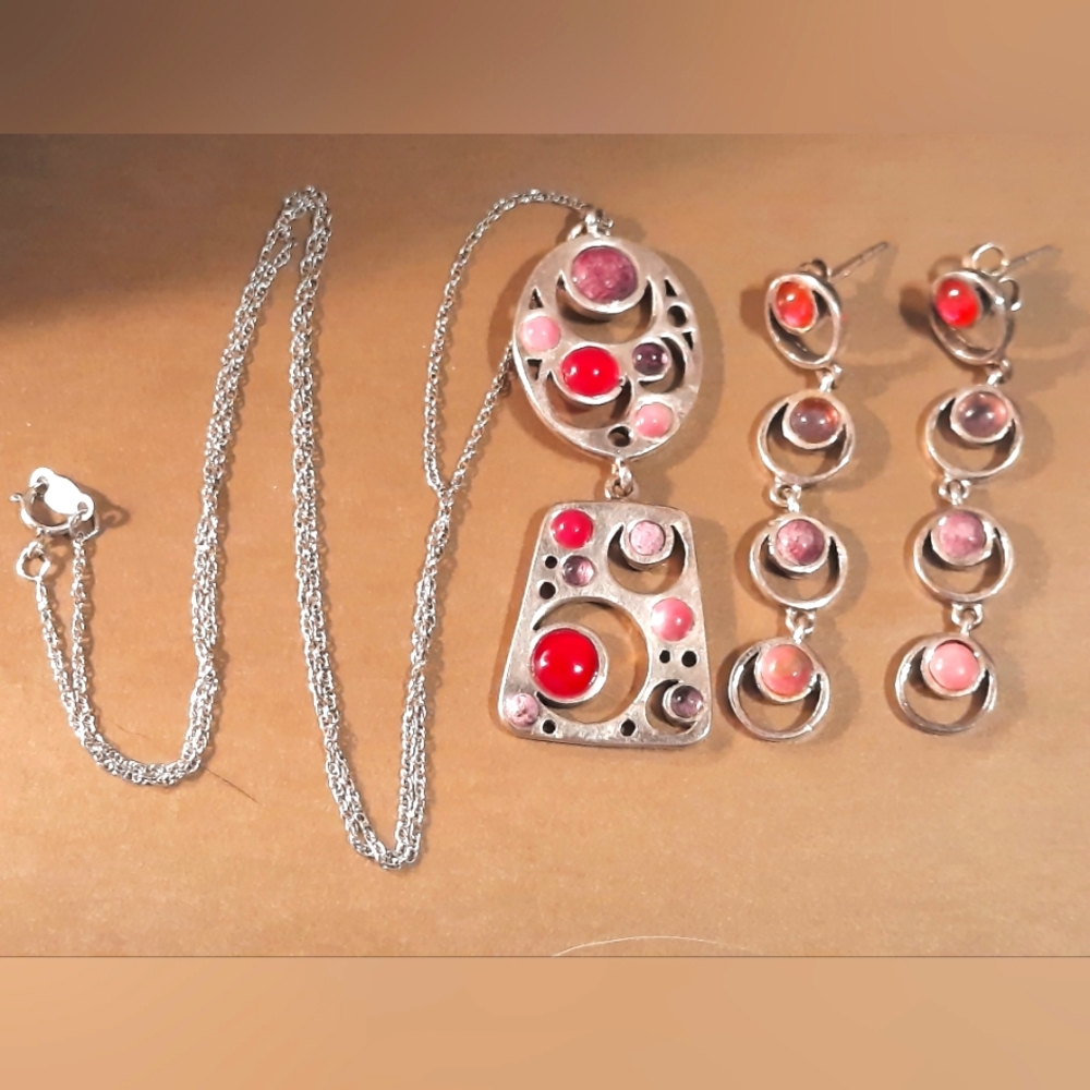 Silver 925 and Red Jewelry Set